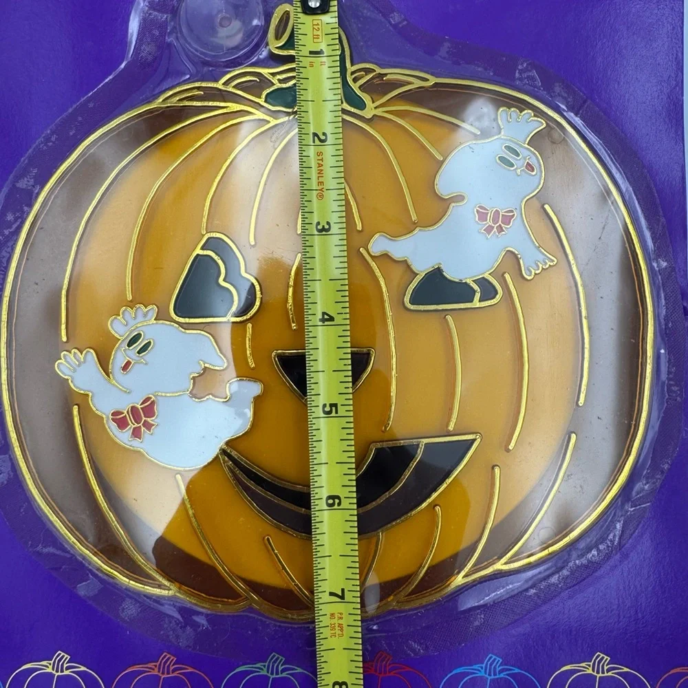 Vintage Pumpkin Time Halloween‎ Suncatcher Ghost & Pumpkin New/Sealed